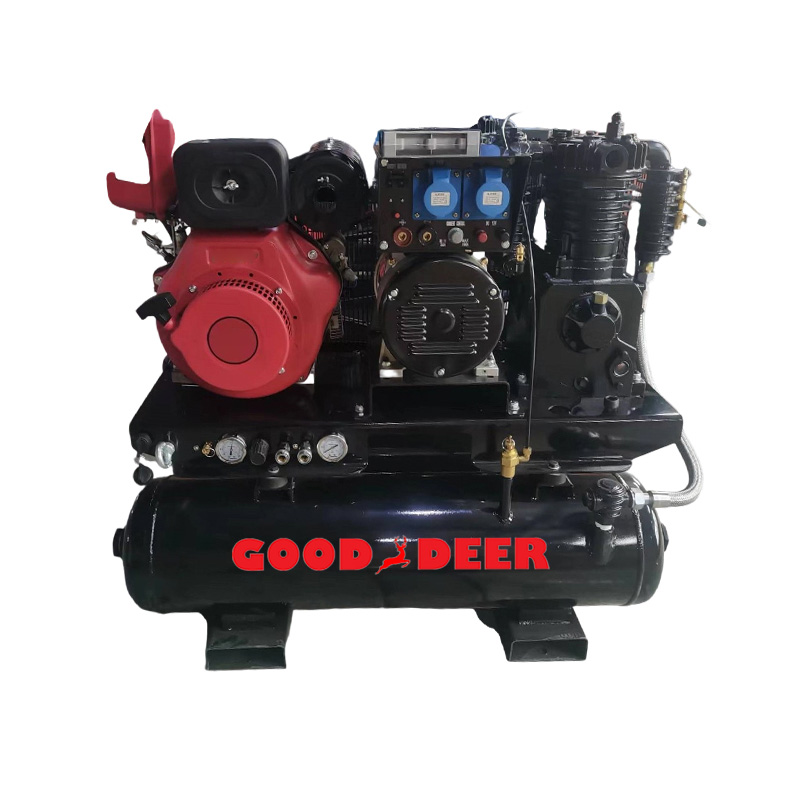 Compressore d'aria diesel a doppio serbatoio 3 in 1